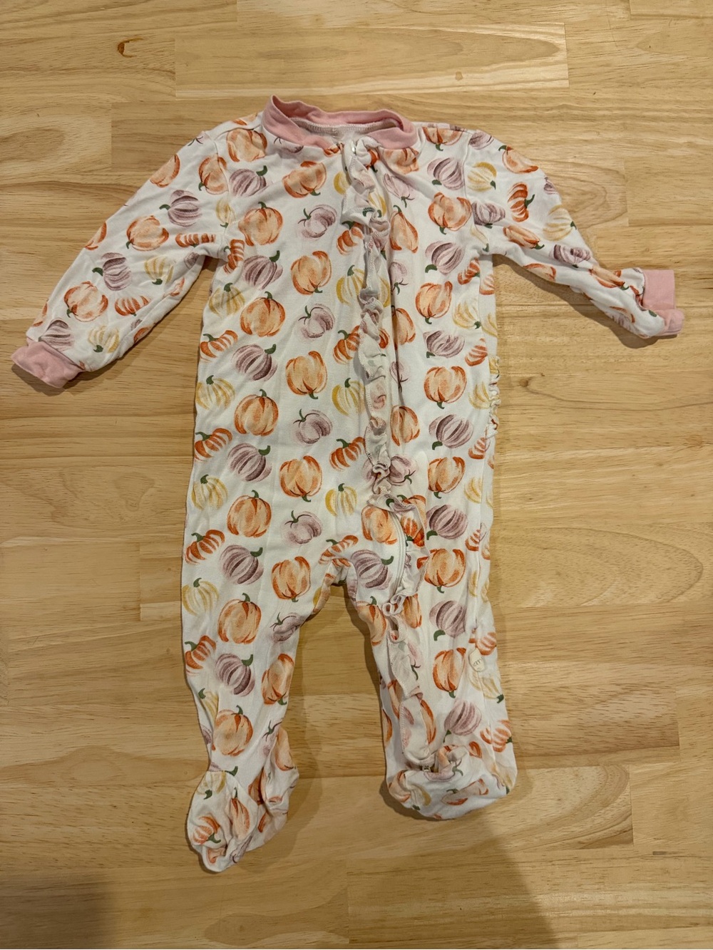 Baby Girls' Pumpkin Print Footed One-Piece Pajamas